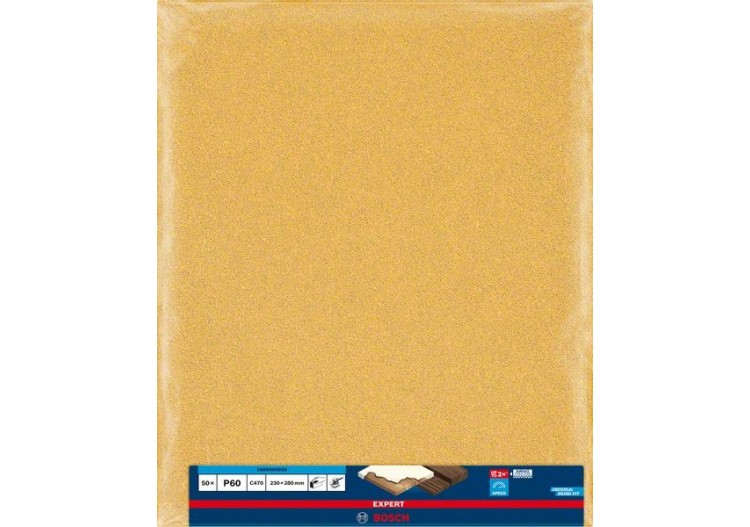 Feuille de papier abrasif Expert C470 pour ponçage manuel 230 x 280 mm, G 60 - 2608900958 - Bosch