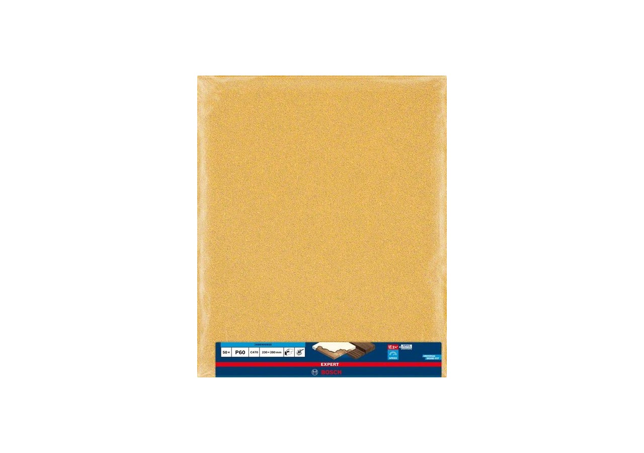 Feuille de papier abrasif Expert C470 pour ponçage manuel 230 x 280 mm, G 60 - 2608900958 - Bosch