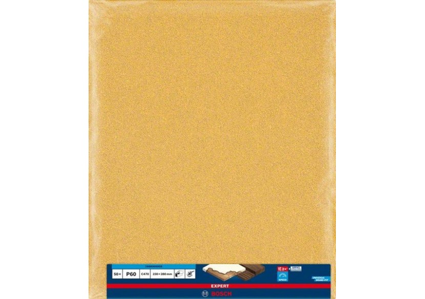 Feuille de papier abrasif Expert C470 pour ponçage manuel 230 x 280 mm, G 60 - 2608900958 - Bosch