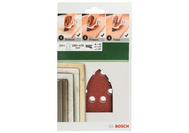 Feuilles abrasives pour ponceuse multi, set de 10 pièces G : 60, 120, 180 - 2609256A79 - Bosch