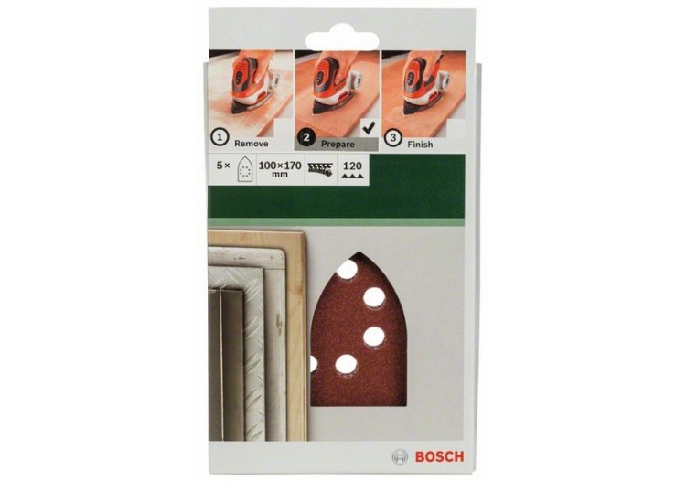 Feuilles abrasives pour ponceuse multi, set de 5 pièces G : 120 - 2609256A76 - Bosch