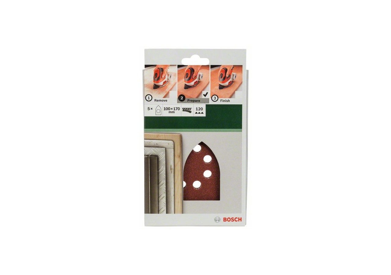 Feuilles abrasives pour ponceuse multi, set de 5 pièces G : 120 - 2609256A76 - Bosch