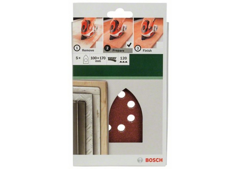 Feuilles abrasives pour ponceuse multi, set de 5 pièces G : 120 - 2609256A76 - Bosch
