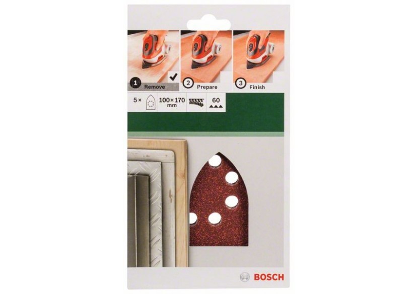 Feuilles abrasives pour ponceuse multi, set de 5 pièces G : 60 - 2609256A74 - Bosch