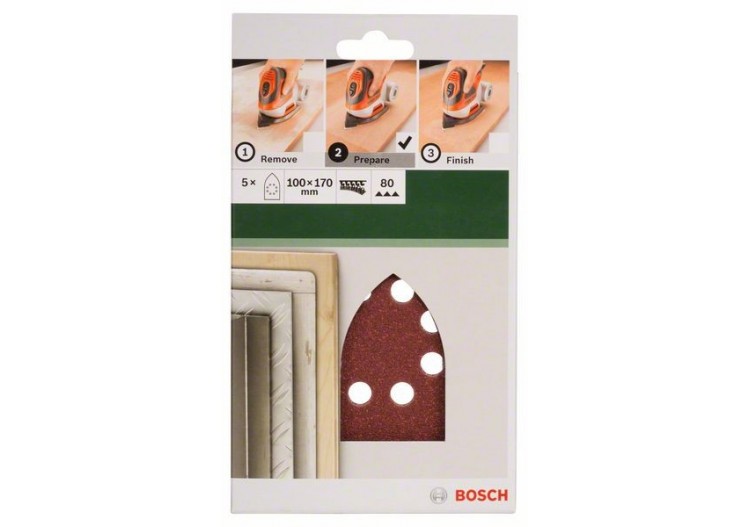 Feuilles abrasives pour ponceuse multi, set de 5 pièces G : 80 - 2609256A75 - Bosch