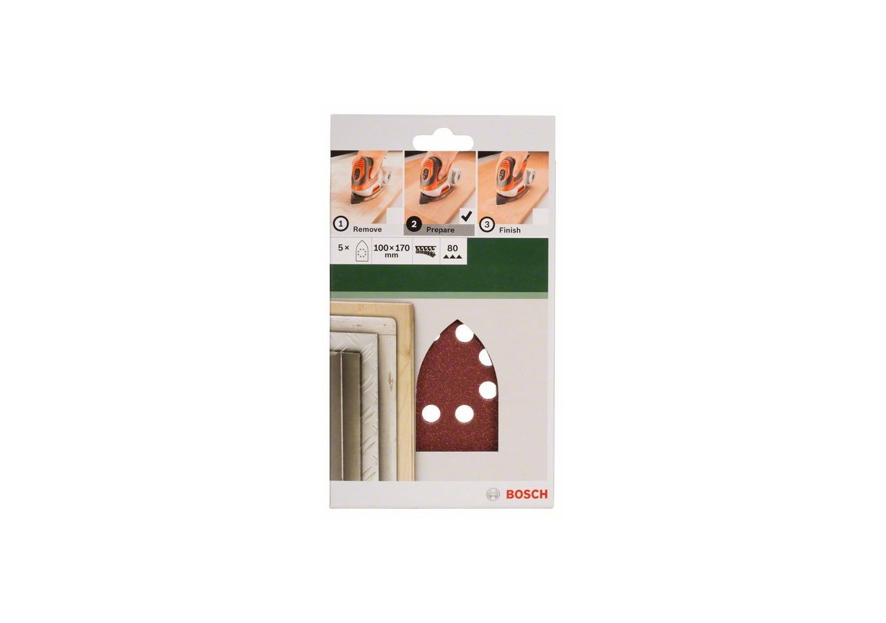 Feuilles abrasives pour ponceuse multi, set de 5 pièces G : 80 - 2609256A75 - Bosch