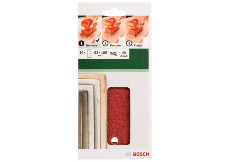 Feuilles abrasives pour ponceuse vibrante, set de 10 pièces G : 40 - 2609256A87 - Bosch