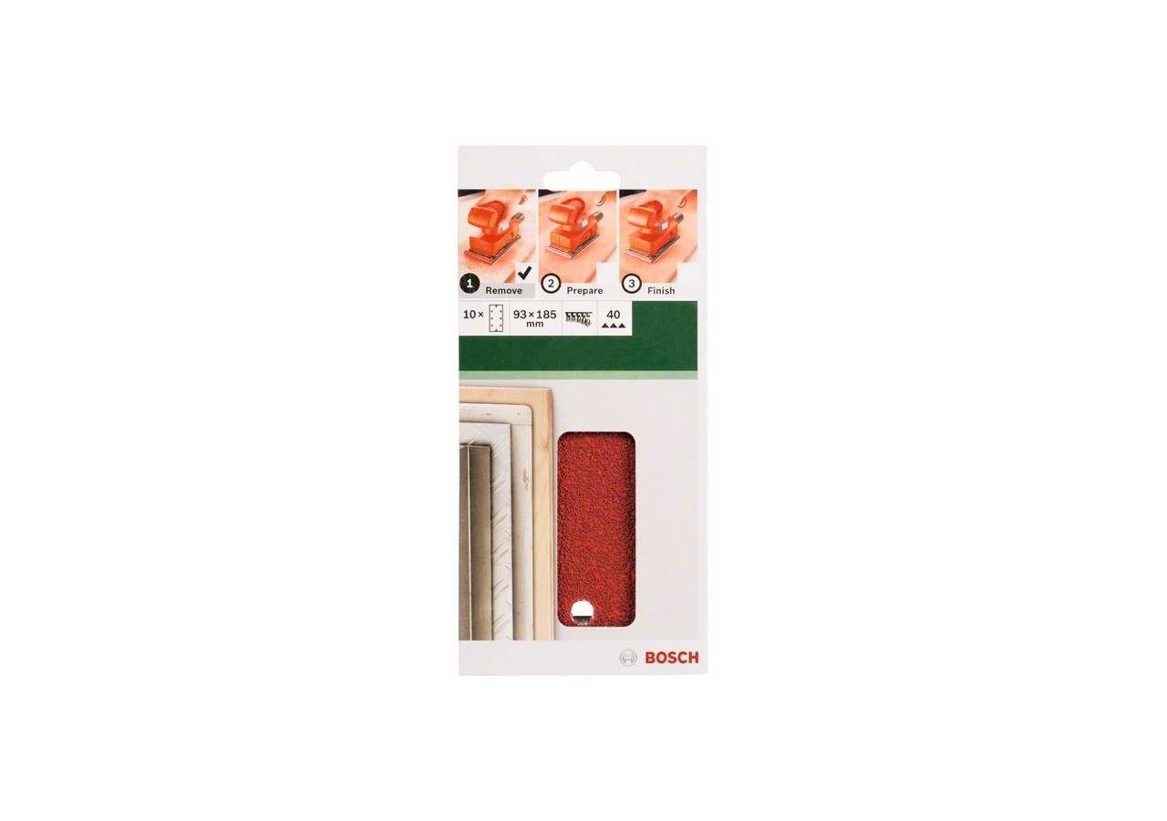 Feuilles abrasives pour ponceuse vibrante, set de 10 pièces G : 40 - 2609256A87 - Bosch
