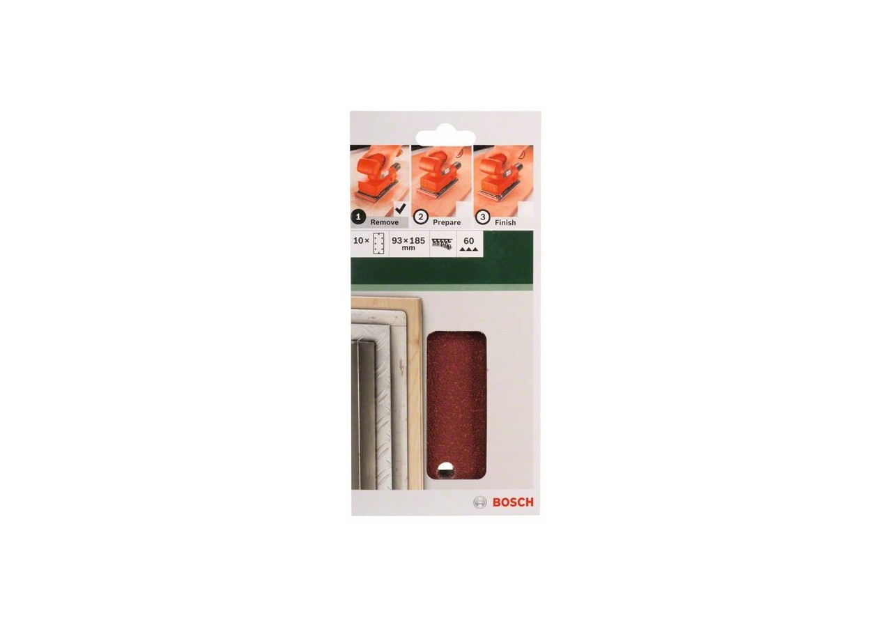 Feuilles abrasives pour ponceuse vibrante, set de 10 pièces G : 60 - 2609256A88 - Bosch