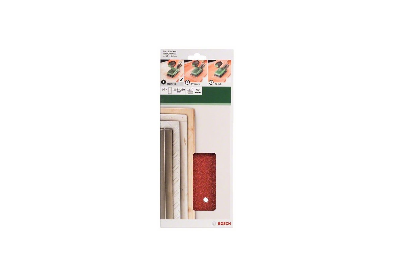 Feuilles abrasives pour ponceuse vibrante, set de 10 pièces G : 60 - 2609256B27 - Bosch