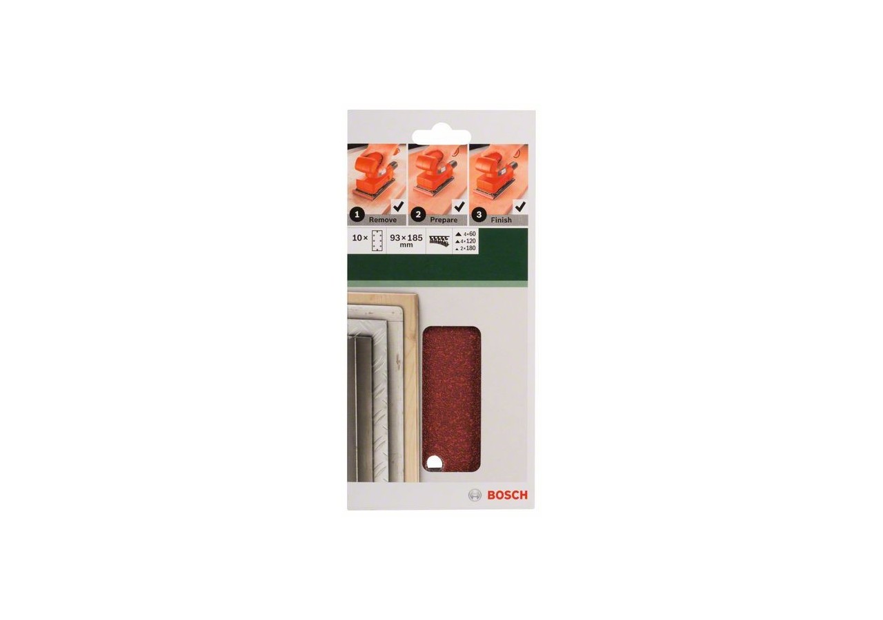 Feuilles abrasives pour ponceuse vibrante, set de 10 pièces G : 60, 120, 180 - 2609256A93 - Bosch