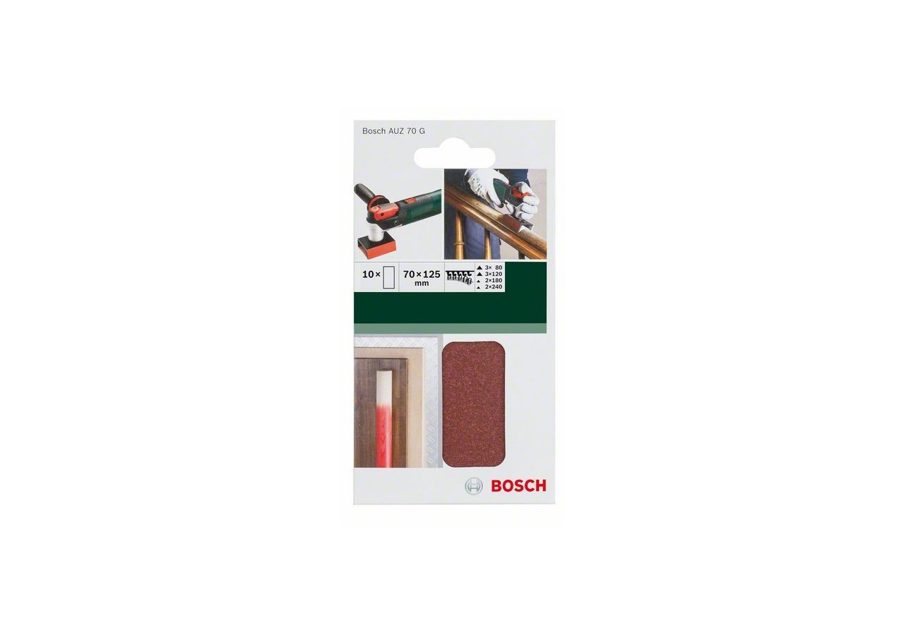 Feuilles abrasives, set de 10 pièces 70 x 125 mm  G : 80 - 240 - 2609256D33 - Bosch