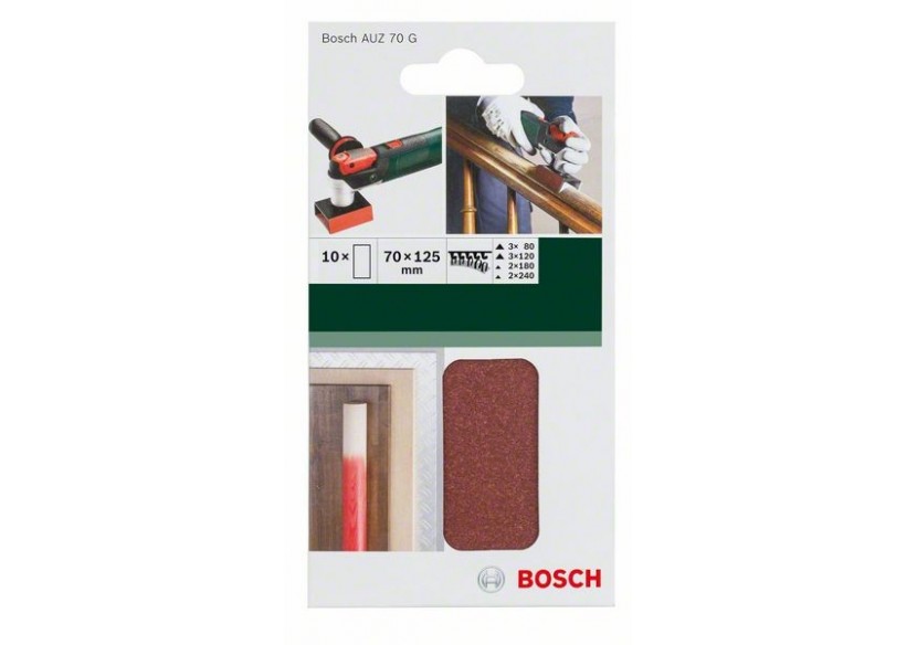 Feuilles abrasives, set de 10 pièces 70 x 125 mm  G : 80 - 240 - 2609256D33 - Bosch
