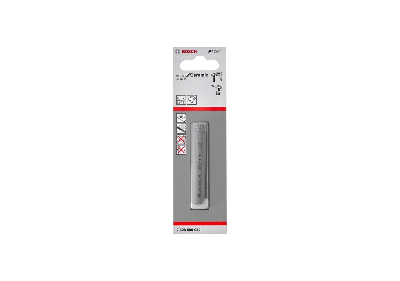 Foret Diamanté for Ceramic 12mm, Longueur 66mm - 2608599052 - Bosch