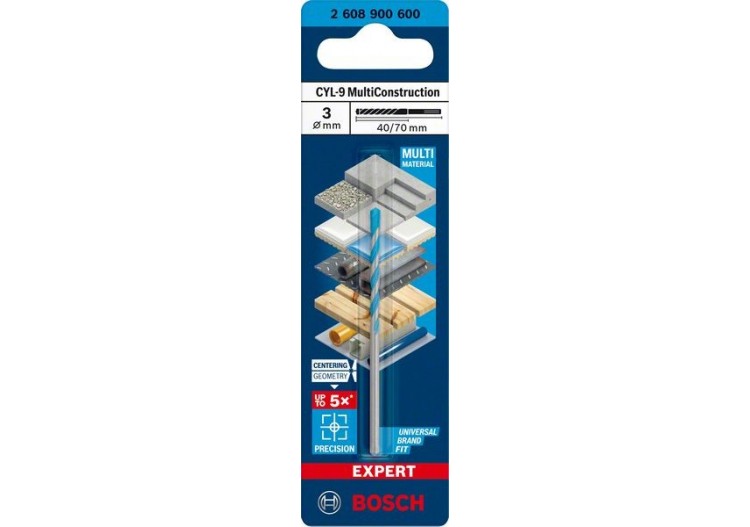 Foret Expert MultiConstruction CYL-9 3 x 40 x 70 mm, d 2,8 mm - 2608900600 - Bosch