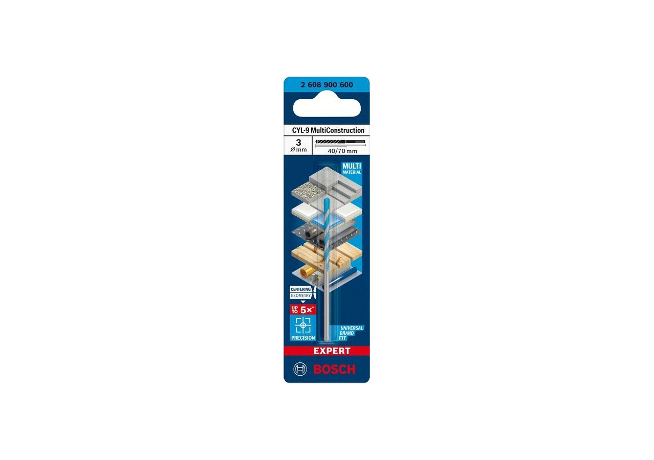 Foret Expert MultiConstruction CYL-9 3 x 40 x 70 mm, d 2,8 mm - 2608900600 - Bosch