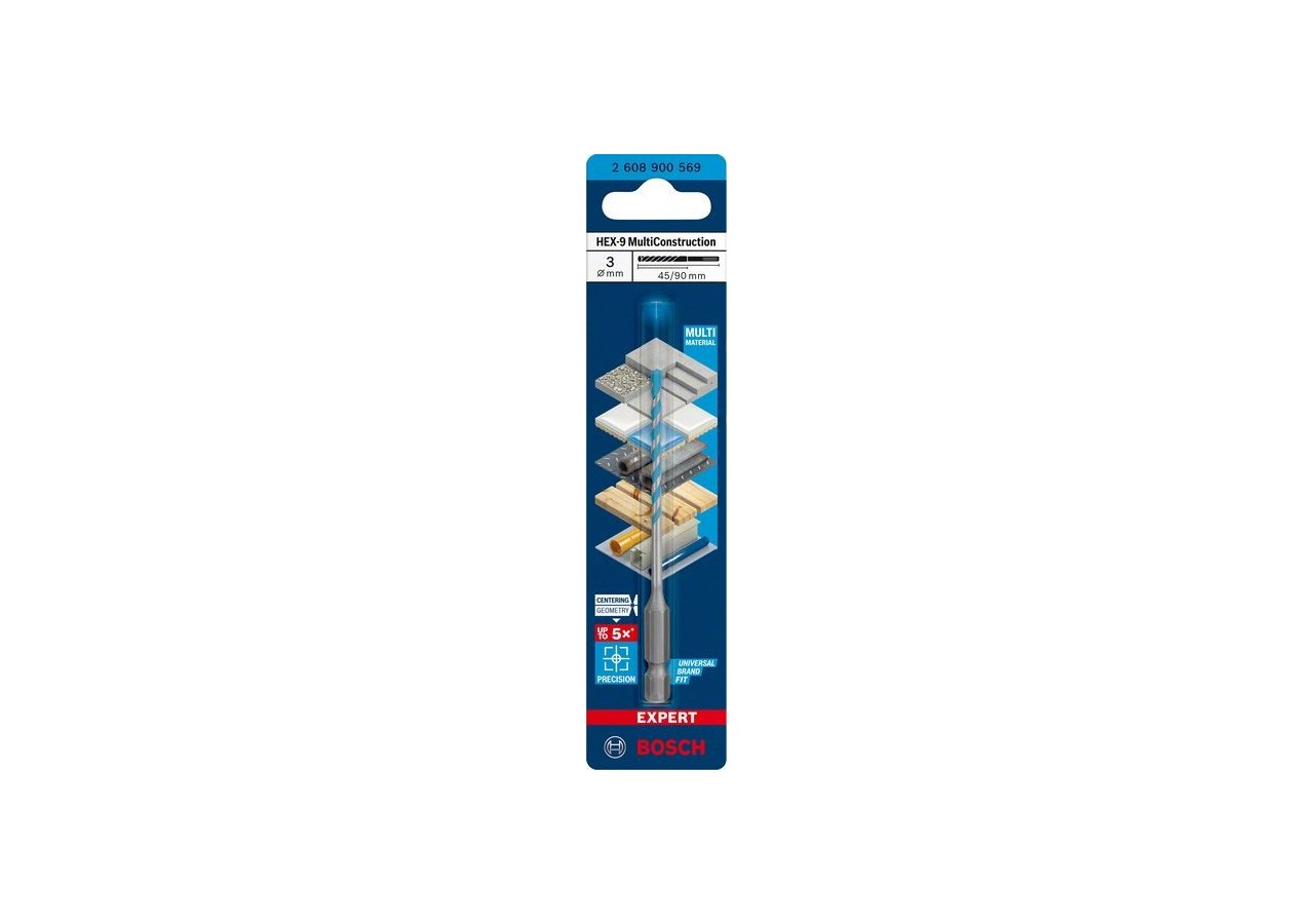 Foret Expert MultiConstruction HEX-9 3 x 45 x 90 mm - 2608900569 - Bosch