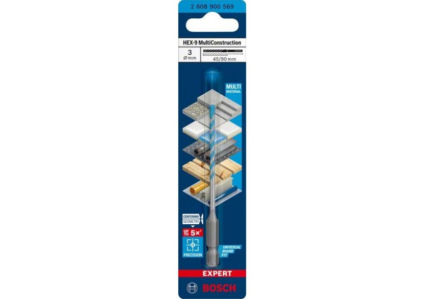 Foret Expert MultiConstruction HEX-9 3 x 45 x 90 mm - 2608900569 - Bosch