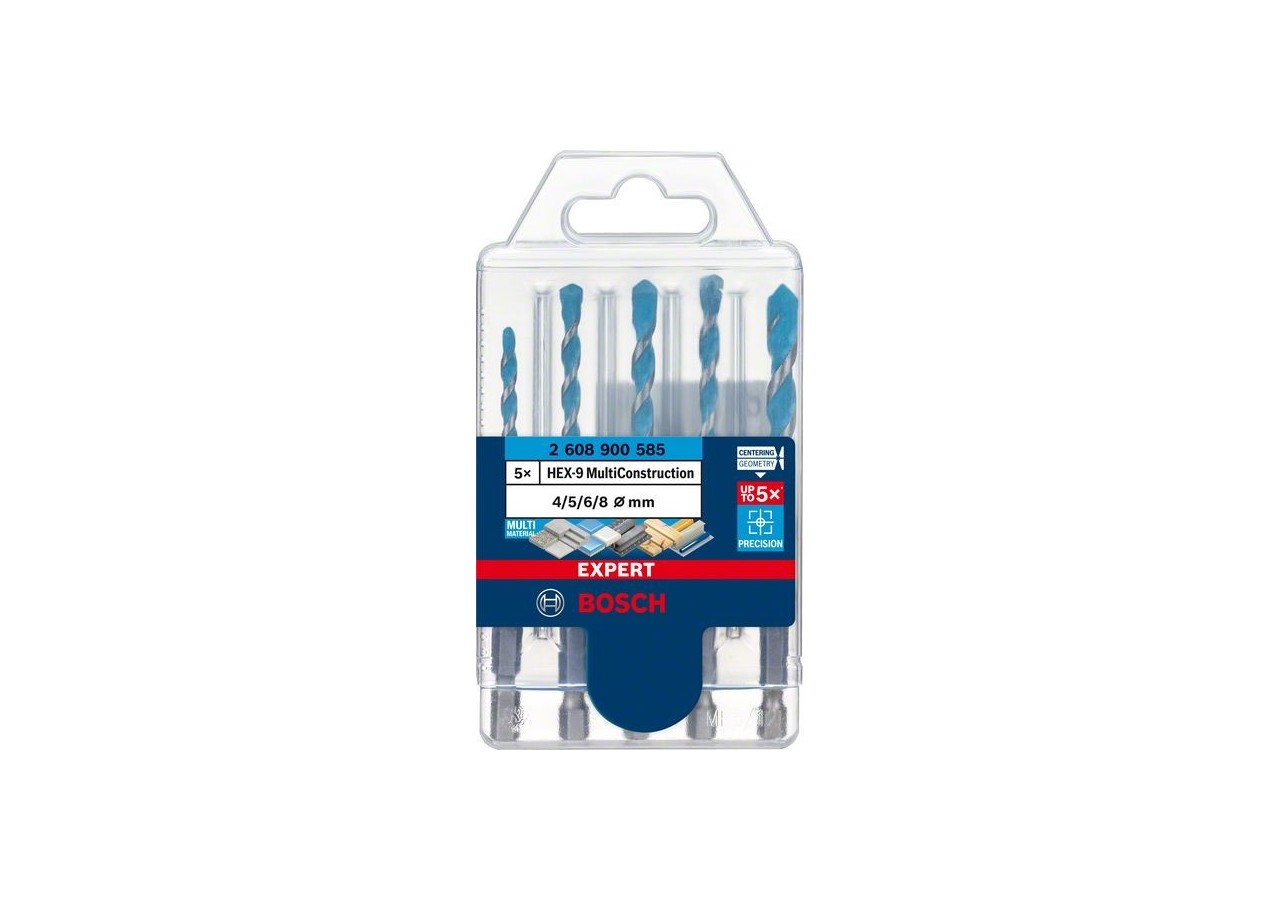 Foret Expert MultiConstruction HEX-9 4/5/6/6/8 mm 5 pces - 2608900585 - Bosch