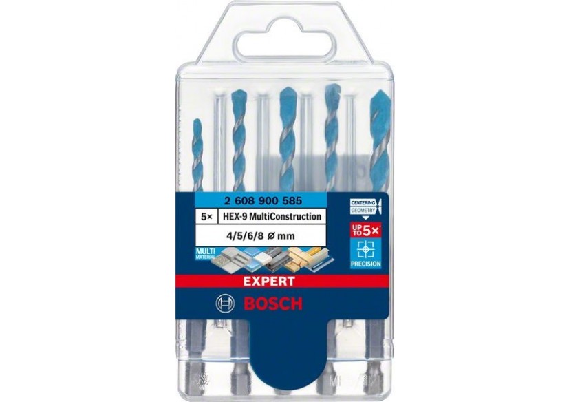 Foret Expert MultiConstruction HEX-9 4/5/6/6/8 mm 5 pces - 2608900585 - Bosch