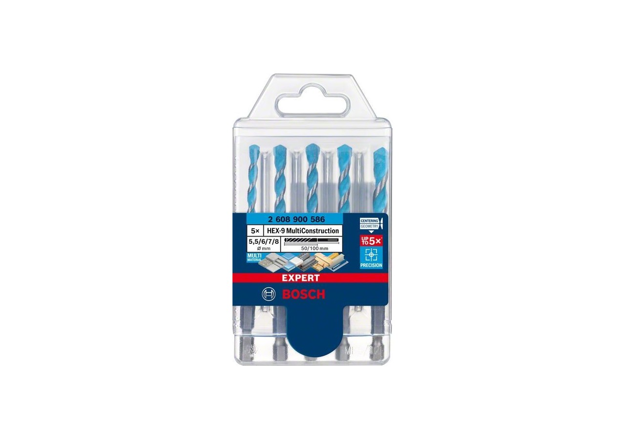 Foret Expert MultiConstruction HEX-9 5,5/6/6/7/8 mm 5 pces - 2608900586 - Bosch