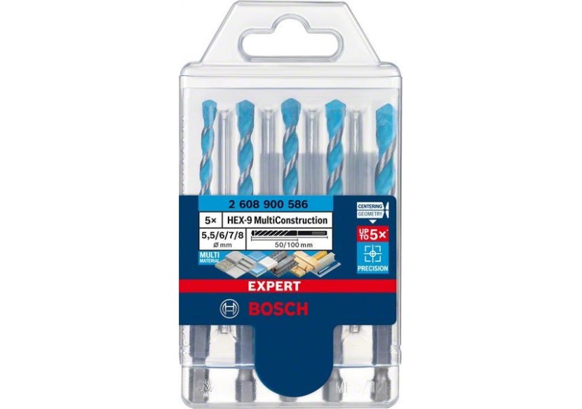 Foret Expert MultiConstruction HEX-9 5,5/6/6/7/8 mm 5 pces - 2608900586 - Bosch