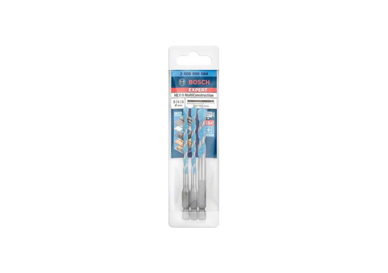 Foret Expert MultiConstruction HEX-9 5/6/8 mm 3 pces - 2608900584 - Bosch