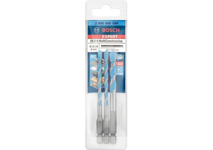 Foret Expert MultiConstruction HEX-9 5/6/8 mm 3 pces - 2608900584 - Bosch Foret Expert MultiConstruction HEX-9 5/6/8 mm 3 pces - 2608900584 - Bosch