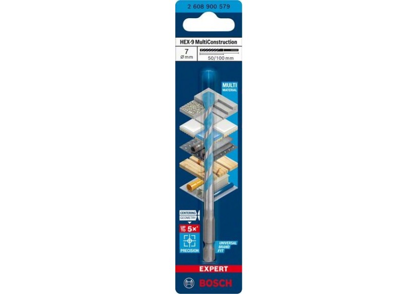Foret Expert MultiConstruction HEX-9 7 x 50 x 100 mm - 2608900579 - Bosch