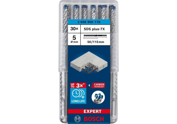 Foret pour perforateur Expert SDS plus-7X 5 x 50 x 115 mm - 2608900178 - Bosch