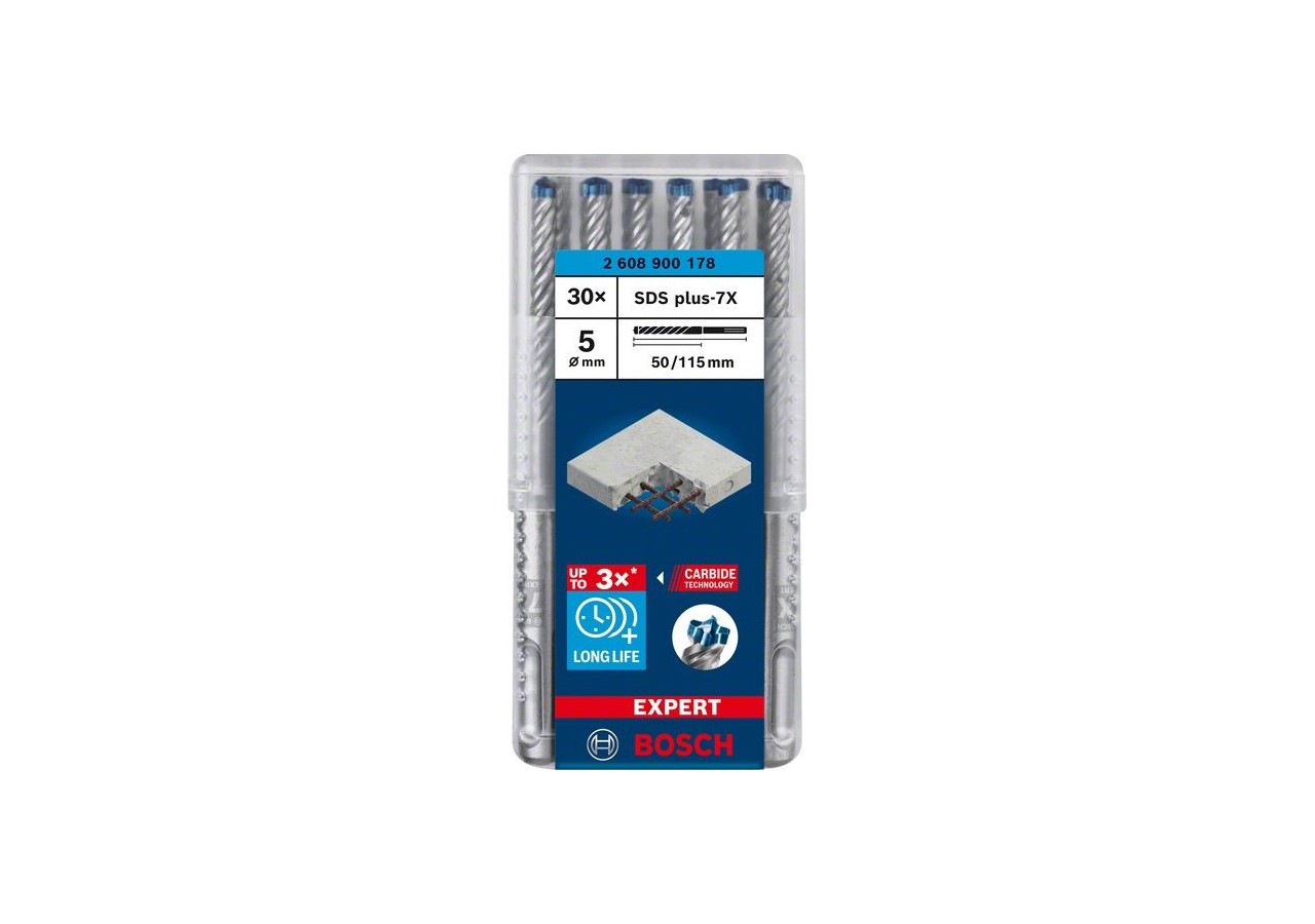 Foret pour perforateur Expert SDS plus-7X 5 x 50 x 115 mm - 2608900178 - Bosch