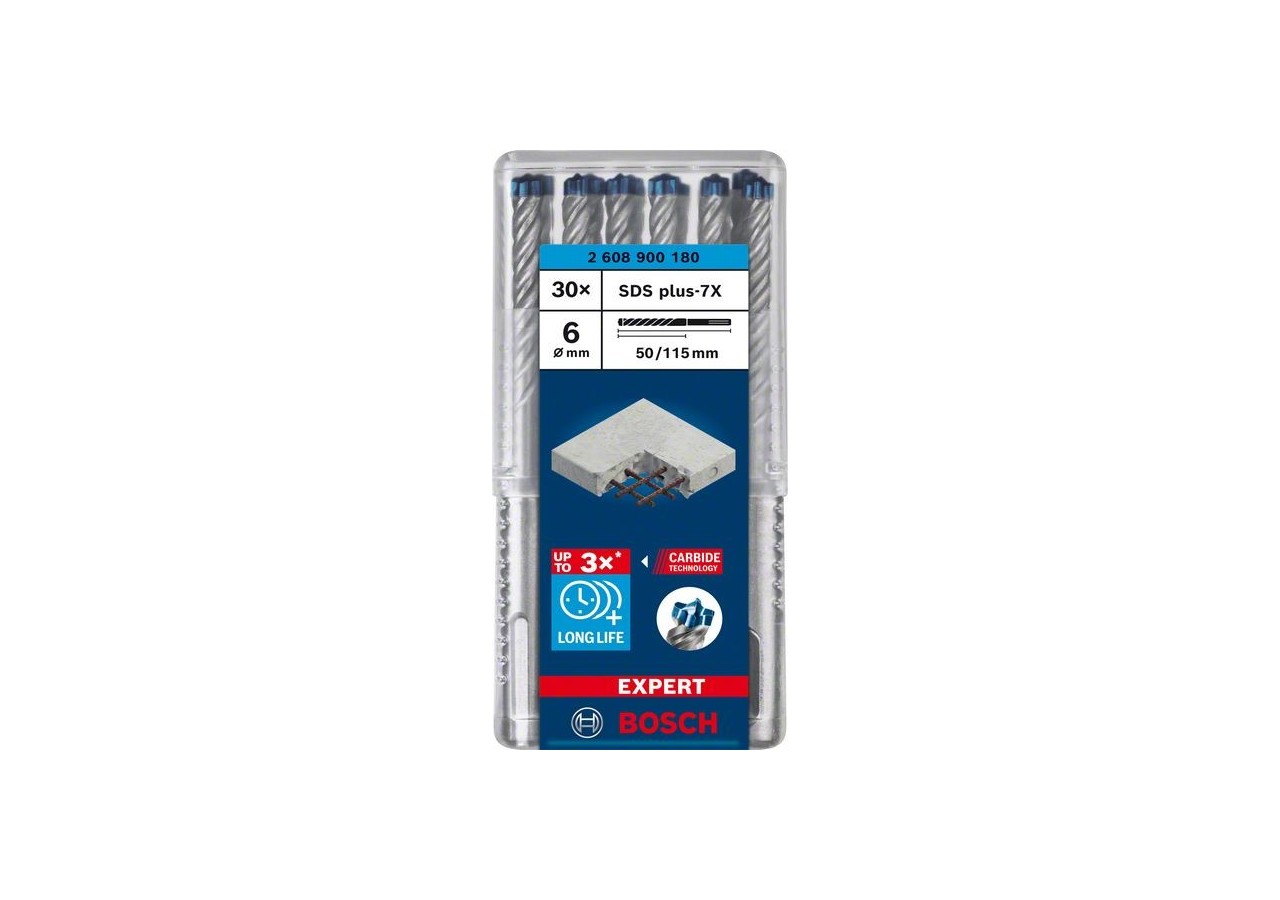 Foret pour perforateur Expert SDS plus-7X 6 x 50 x 115 mm - 2608900180 - Bosch