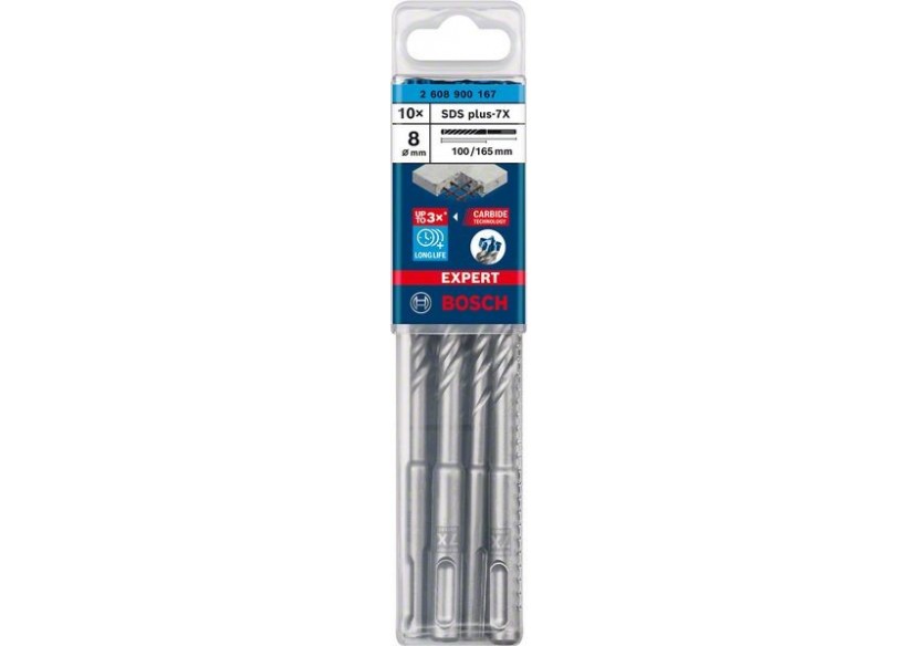 Foret pour perforateur Expert SDS plus-7X 8 x 100 x 165 mm - 2608900167 - Bosch