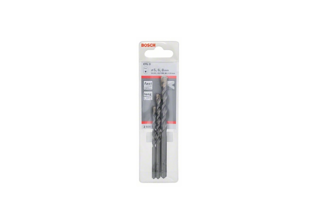 Forets à béton CYL-3, set de 3 pièces 5 6 8 mm Forets à béton CYL-3, set de 3 pièces - 2608597709 - Bosch