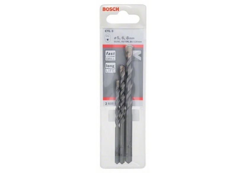 Forets à béton CYL-3, set de 3 pièces 5 6 8 mm Forets à béton CYL-3, set de 3 pièces - 2608597709 - Bosch Forets à béton CYL-3, set de 3 pièces 5 6 8 mm Forets à béton CYL-3, set de 3 pièces - 2608597709 - Bosch