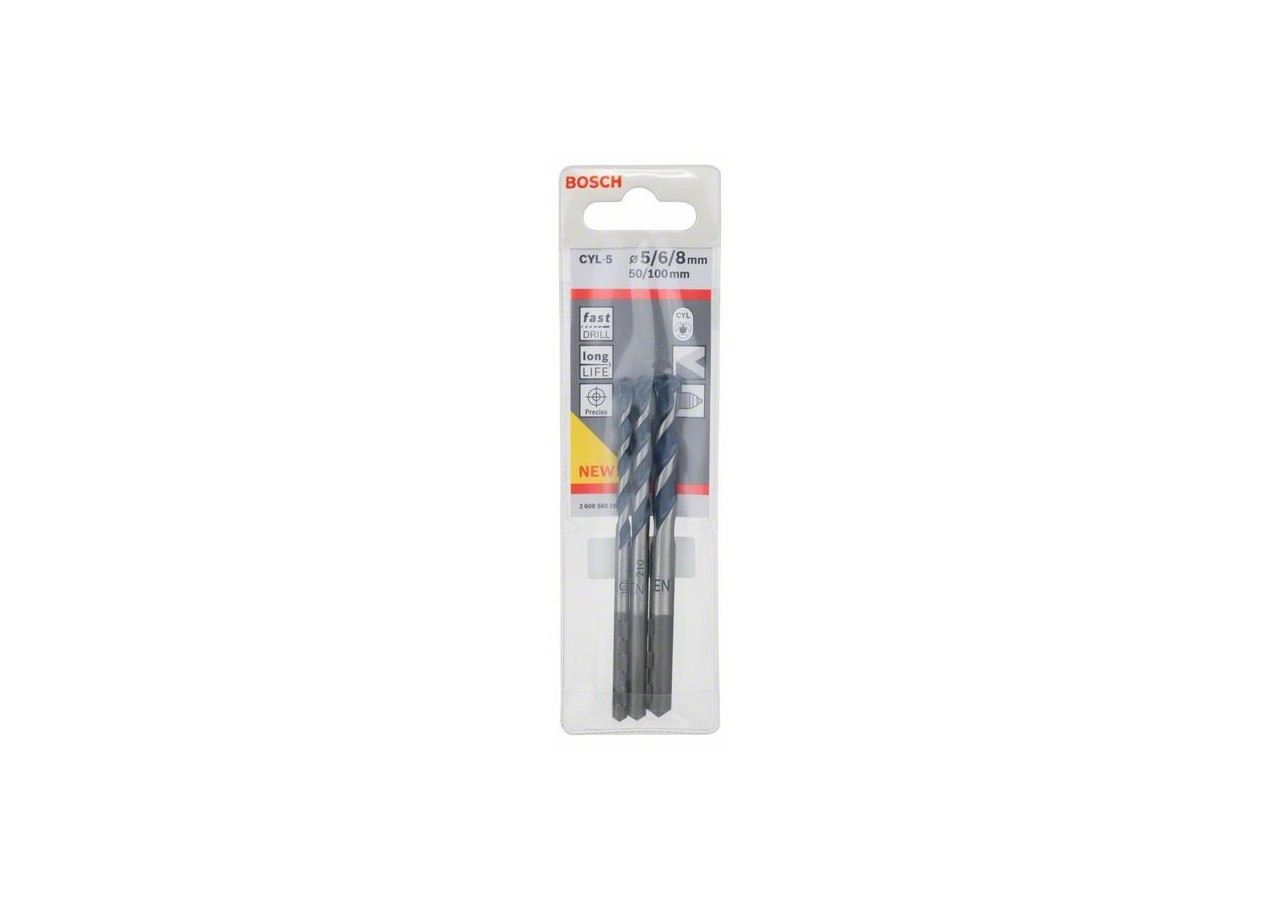Forets à béton CYL-5, set de 3 pièces 5 6 8 mm Forets à béton CYL-5, set de 3 pièces - 2608588164 - Bosch