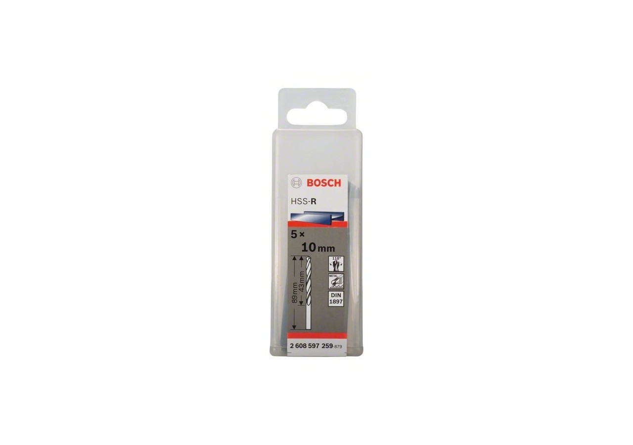 Forets à carrosserie laminés HSS-R, DIN 1897 10 x 43 x 89 mm Pack de 5 - 2608597259 - Bosch