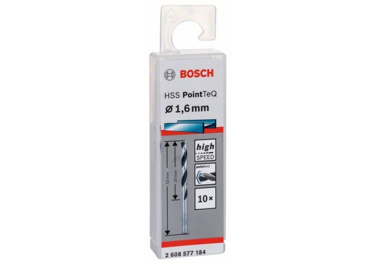 Forets à métaux HSS PointTeQ, DIN 338 - 2608577184 - Bosch