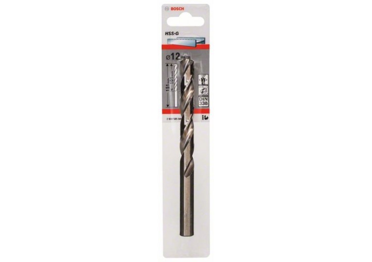 Forets à métaux rectifiés HSS-G, DIN 338 12 x 101 x 151 mm Pack de 1 - 2608585940 - Bosch