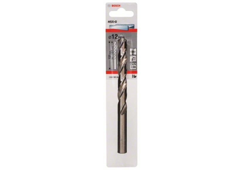 Forets à métaux rectifiés HSS-G, DIN 338 12 x 101 x 151 mm Pack de 1 - 2608585940 - Bosch