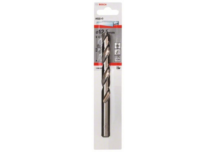 Forets à métaux rectifiés HSS-G, DIN 338 12,5 x 101 x 151 mm Pack de 1 - 2608585941 - Bosch