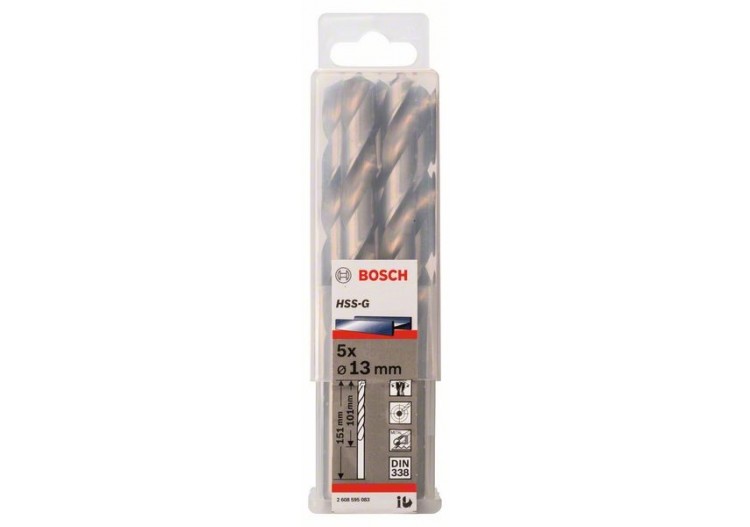 Forets à métaux rectifiés HSS-G, DIN 338 13 x 101 x 151 mm Pack de 5 - 2608595083 - Bosch 2