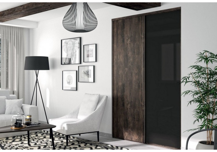 Façade de placard coulissante 2 portes Monteverde verre laqué - Kazed : Confort'Mat