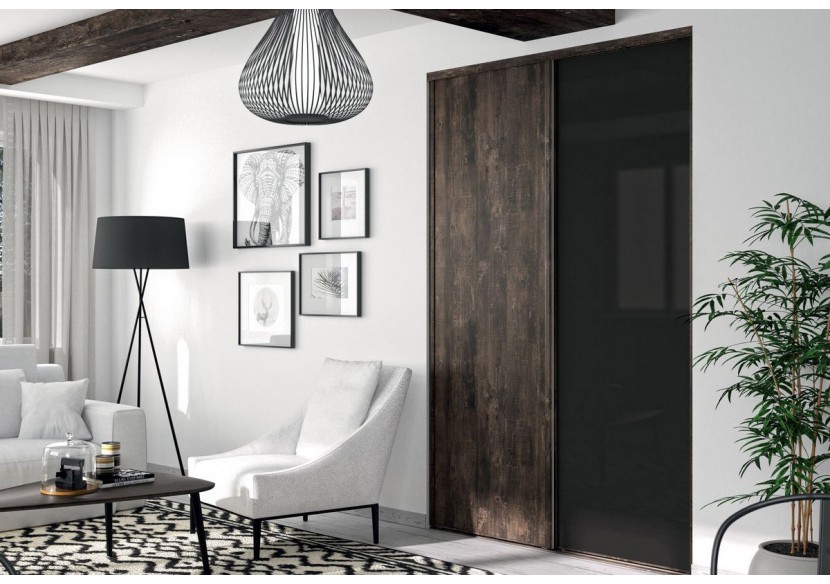 Façade de placard coulissante 2 portes Monteverde verre laqué - Kazed : Confort'Mat