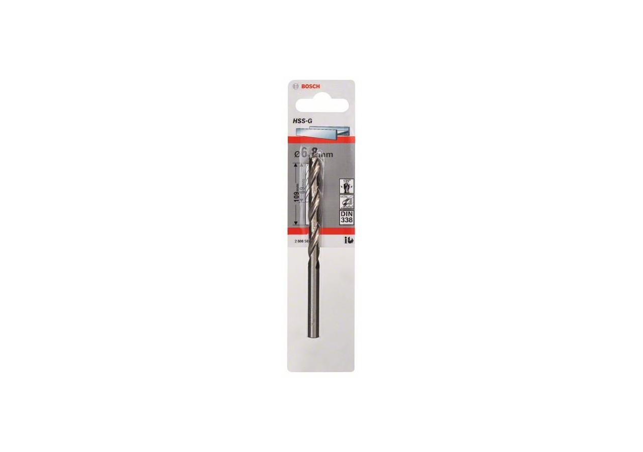 Forets à métaux rectifiés HSS-G, DIN 338 6,8 x 69 x 109 mm Pack de 1 - 2608585928 - Bosch