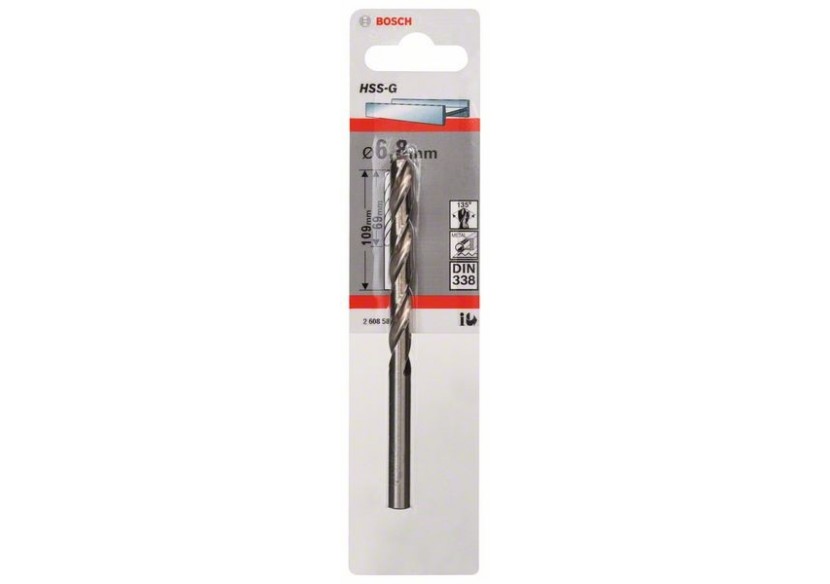 Forets à métaux rectifiés HSS-G, DIN 338 6,8 x 69 x 109 mm Pack de 1 - 2608585928 - Bosch Forets à métaux rectifiés HSS-G, DIN 338 6,8 x 69 x 109 mm Pack de 1 - 2608585928 - Bosch