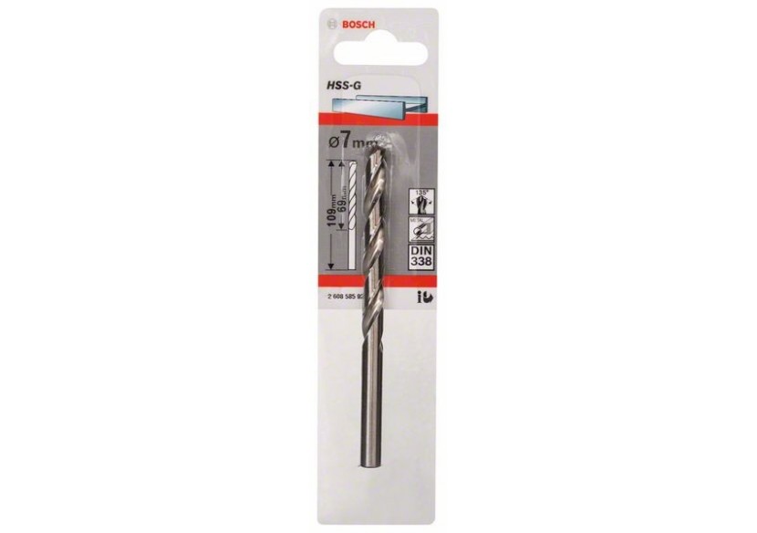 Forets à métaux rectifiés HSS-G, DIN 338 7 x 69 x 109 mm Pack de 1 - 2608585929 - Bosch Forets à métaux rectifiés HSS-G, DIN 338 7 x 69 x 109 mm Pack de 1 - 2608585929 - Bosch