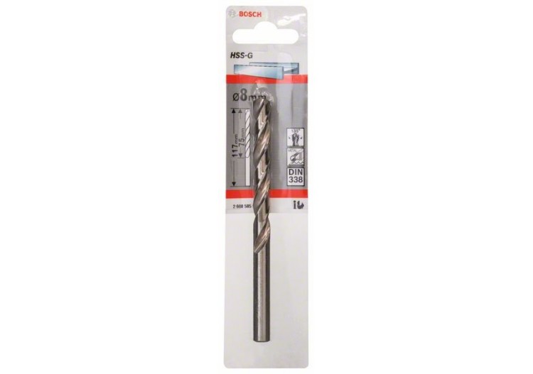 Forets à métaux rectifiés HSS-G, DIN 338 8 x 75 x 117 mm Pack de 1 - 2608585932 - Bosch