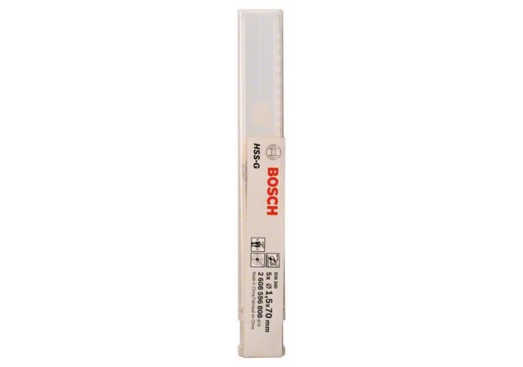 Forets à métaux rectifiés HSS-G, DIN 340, série longue 1,5 x 45 x 70 mm Pack de 5 - 2608596808 - Bosch