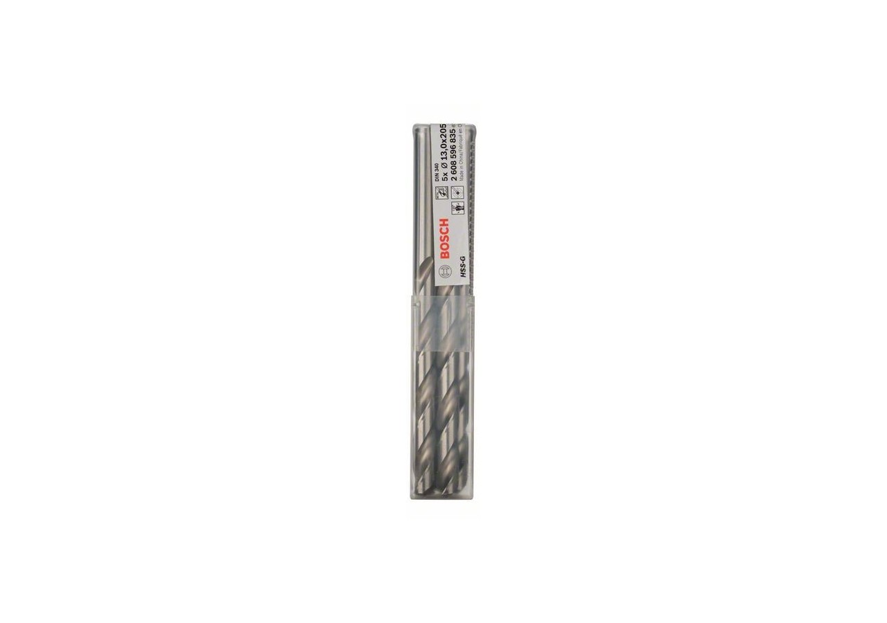 Forets à métaux rectifiés HSS-G, DIN 340, série longue 13 x 134 x 205 mm Pack de 5 - 2608596835 - Bosch